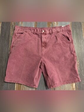 NB Shorts Mens 40 Pink Carpenter Utility Canvas Wide Leg Workwear Hammer Loop